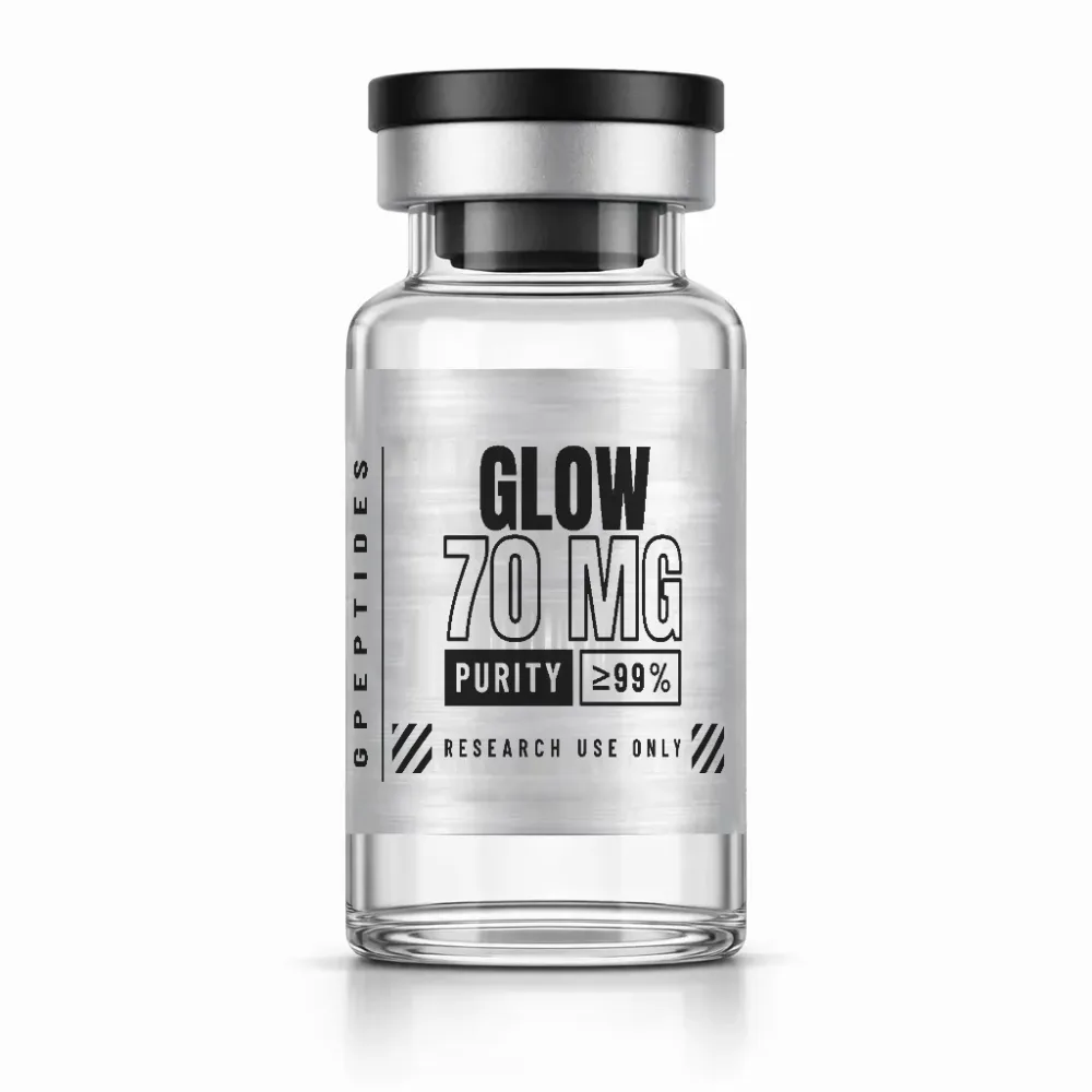 GLOW Stack 70 mg – Peptide di ricerca, liofilizzato in flaconcino di vetro
